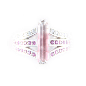 Bicolor Tourmaline, Sapphire, & Diamond Ring